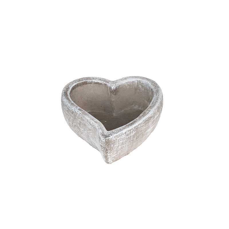 nyújtott szív alakú cement tál antikolt szürke 10,5x10x4cm