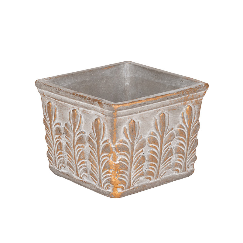 Amber cement kockakaspó szürke-arany 11,5x11,5x9cm