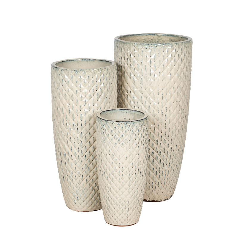 Sullivan Vase kerámia növénytartó szett krém 23,7x51-38x80cm S3