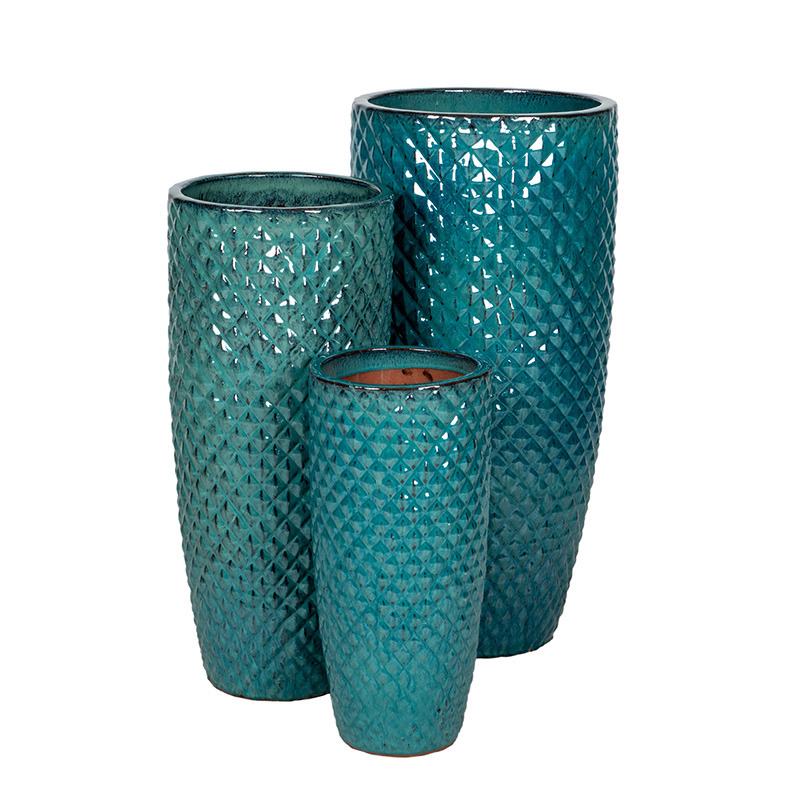 Sullivan Vase kerámia növénytartó szett türkiz 23,7x51-38x80cm S3