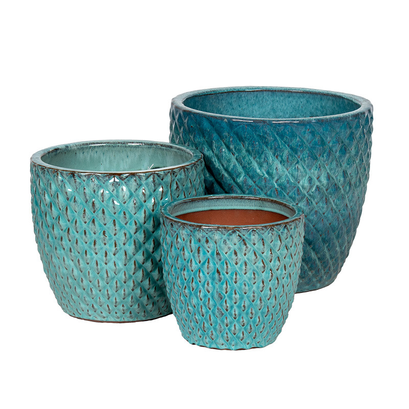 Sullivan Classic kerámia növénytartó szett jégkék 23,5x22-38x33,5cm S3