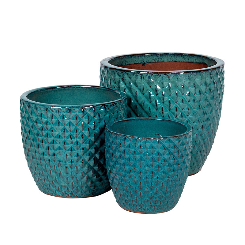 Sullivan Classic kerámia növénytartó szett türkiz 23,5x22-38x33,5cm S3