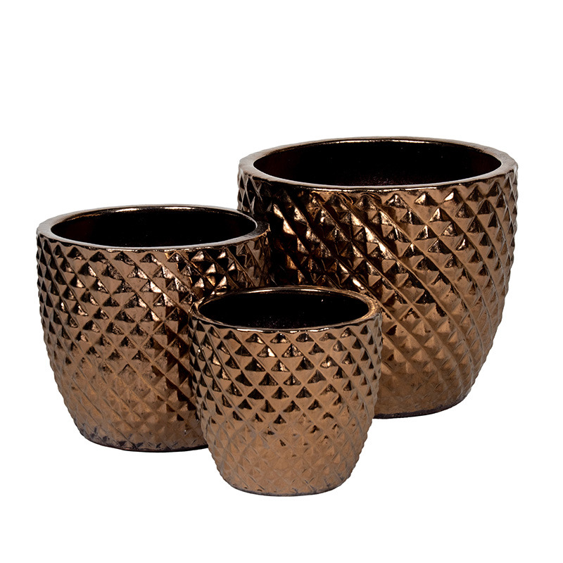Sullivan Classic kerámia növénytartó szett bronz 23,5x22-38x33,5cm S3