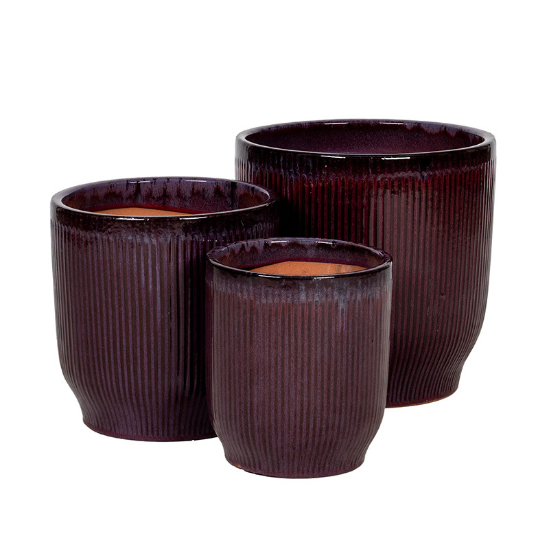 Maxton Flare kerámia növénytartó szett padlizsánlila 23,5x26,5-36x35,5cm S3