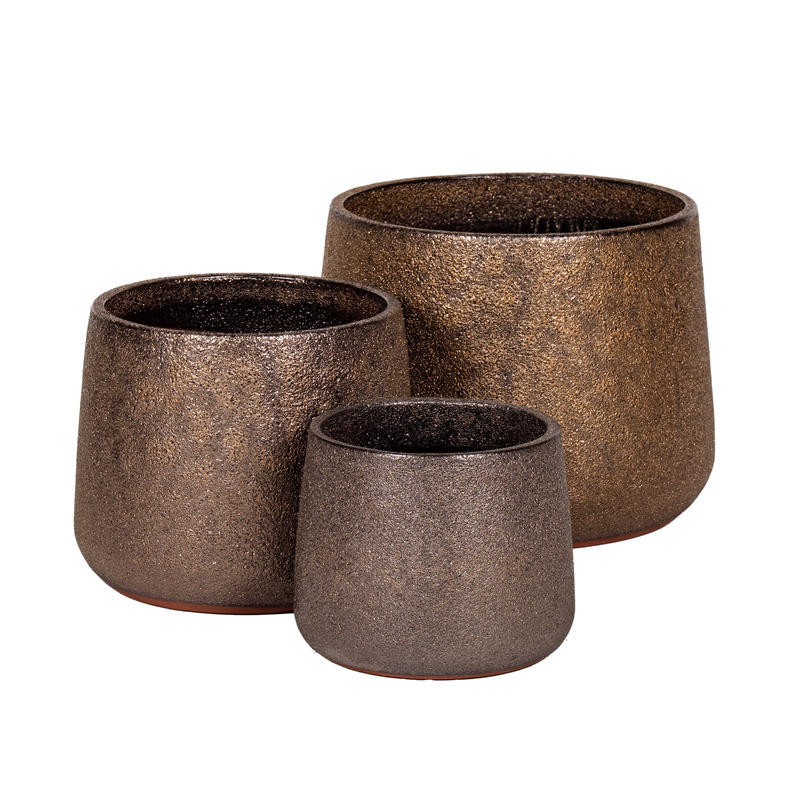 Maddox Caldron kerámia növénytartó szett savmaratott arany 20x18-33x30cm S3