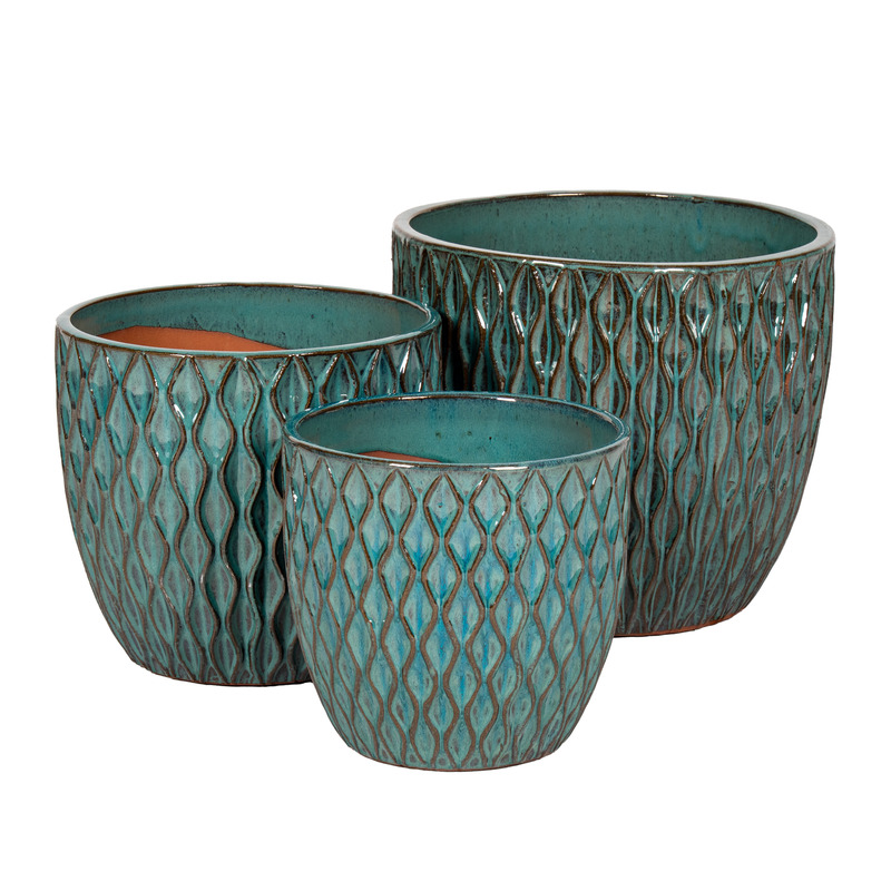 Waverly Classic kerámia növénytartó szett pávakék 25,5x25-37,5x34cm S3
